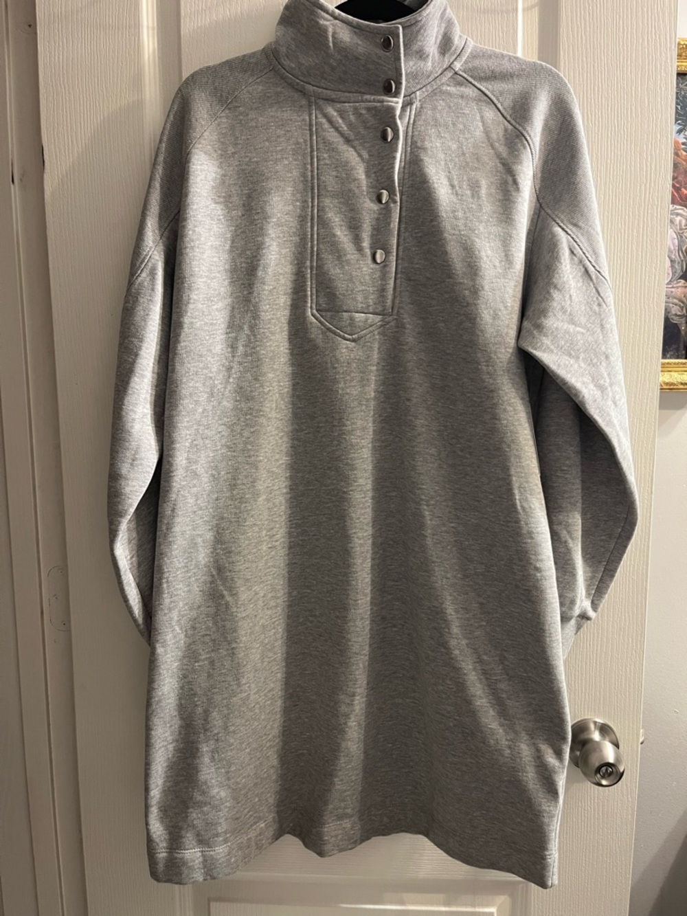 Sonoma Gray Pullover Mini Dress with Snap Neck